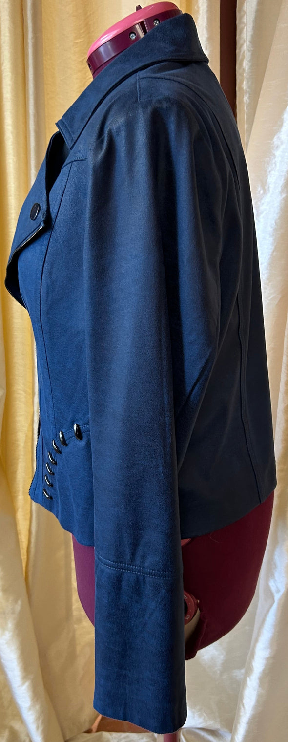 Crop Jacket, Canadian Design Brand, Split Collar, Faux Zipper, LG