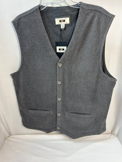 Men's Button Front Vest, Grey, XL, NEW