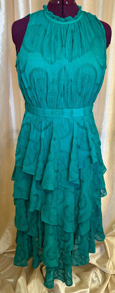 Sleeveless Designer Dress, Green, Size 4,