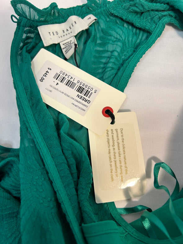 Sleeveless Designer Dress, Green, Size 4,