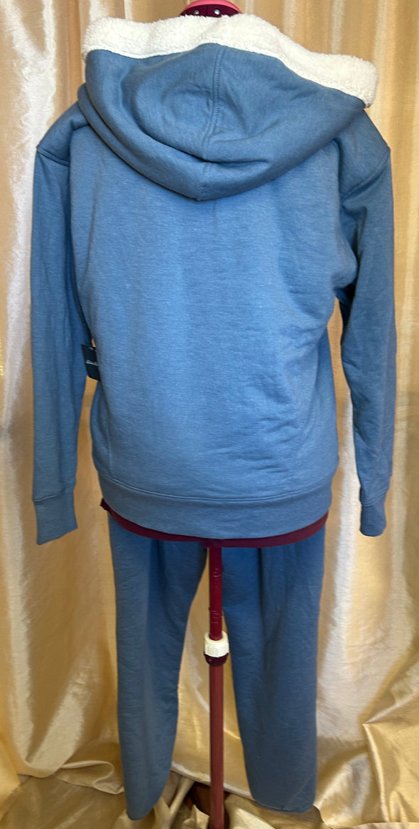 Men's 2-Piece Hoodie/Pants Set, Blue/Fleece, Medium, New