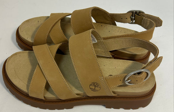 Ladies Cross Strap Sandals, Beige, 8.5, NEW