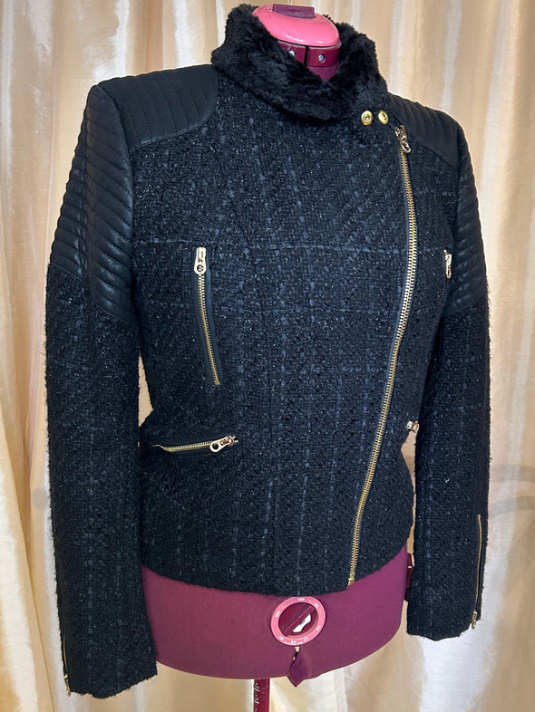 Long Sleeve Bomber Jacket, Black, Large, NEW