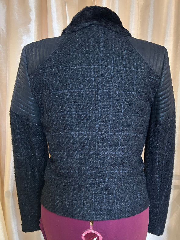 Long Sleeve Bomber Jacket, Black, Large, NEW