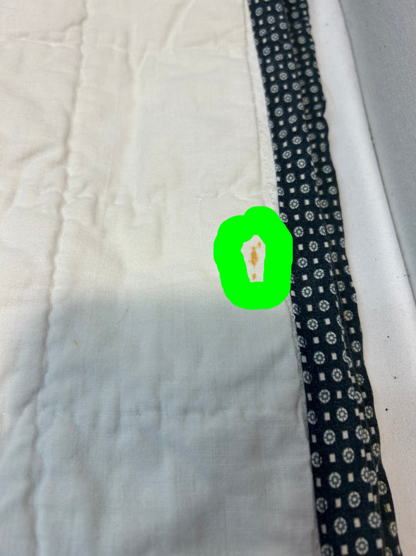 Handmade Quilt, Red/White, Small Stains, 57" x 82"