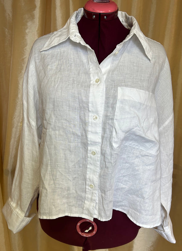 Ladies Long Sleeve Shirt/Blouse, Size XL, 100% Linen