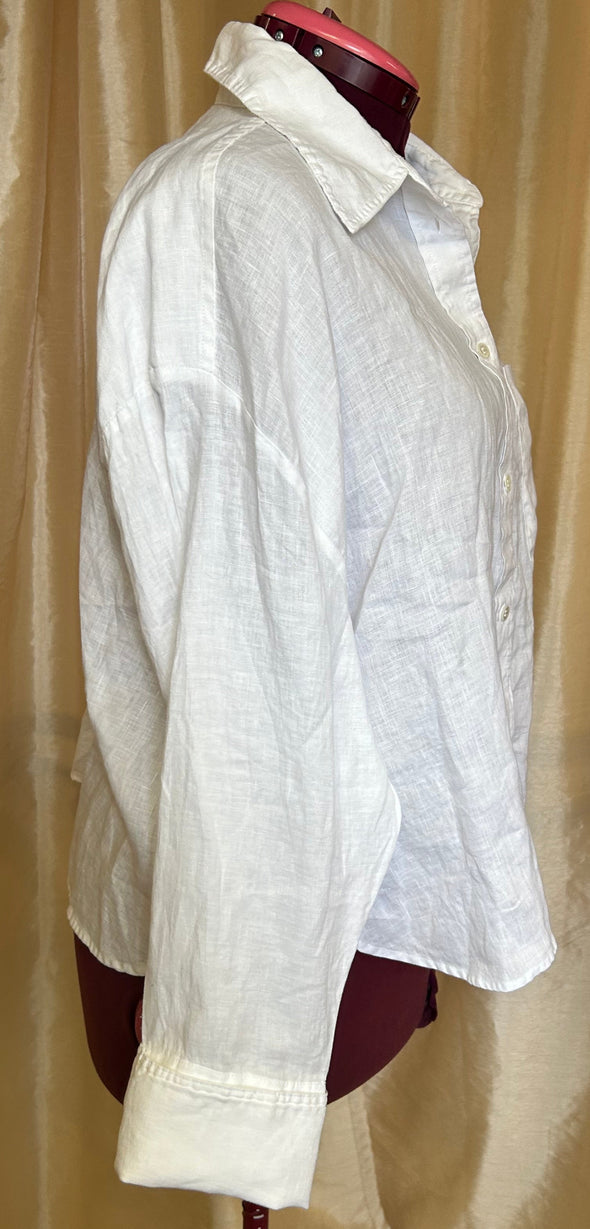 Ladies Long Sleeve Shirt/Blouse, Size XL, 100% Linen