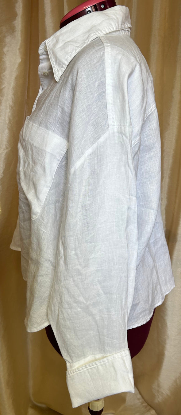 Ladies Long Sleeve Shirt/Blouse, Size XL, 100% Linen
