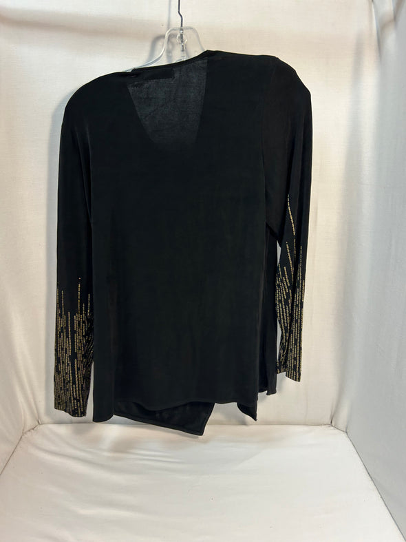 Ladies Elegant Glamour Top, Black with Gold Thread