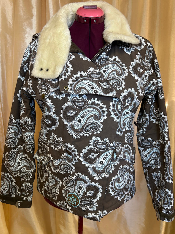 Ladies Ski/Board Jacket, Brown/White, Medium, Poly/Nylon