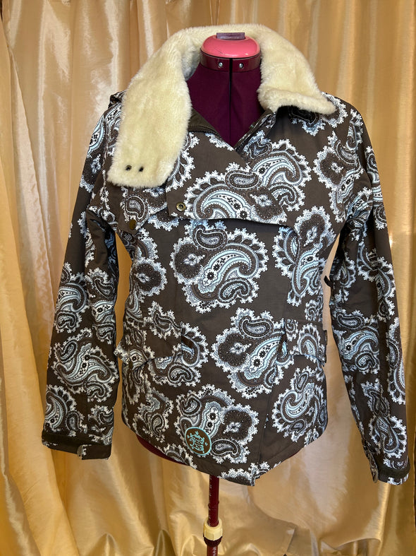 Ladies Ski/Board Jacket, Brown/White, Medium, Poly/Nylon