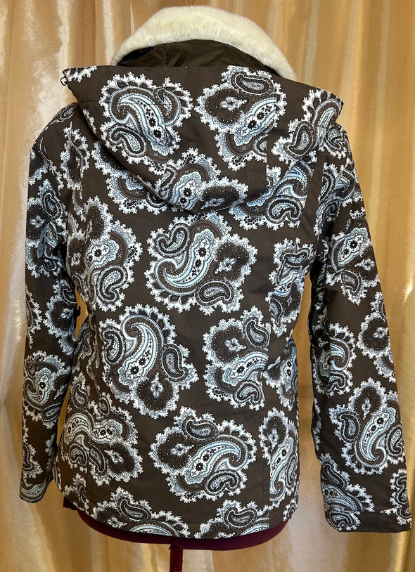 Ladies Ski/Board Jacket, Brown/White, Medium, Poly/Nylon