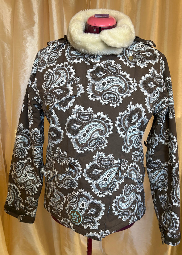 Ladies Ski/Board Jacket, Brown/White, Medium, Poly/Nylon