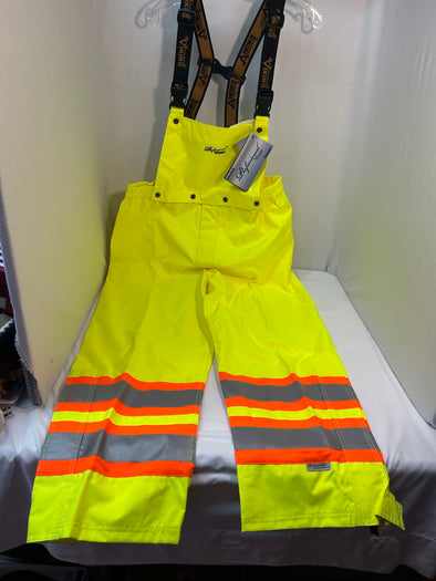 Rain Bib Overalls,  Green, Large, Polyester, NEW