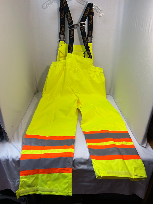 Rain Bib Overalls,  Green, Large, Polyester, NEW