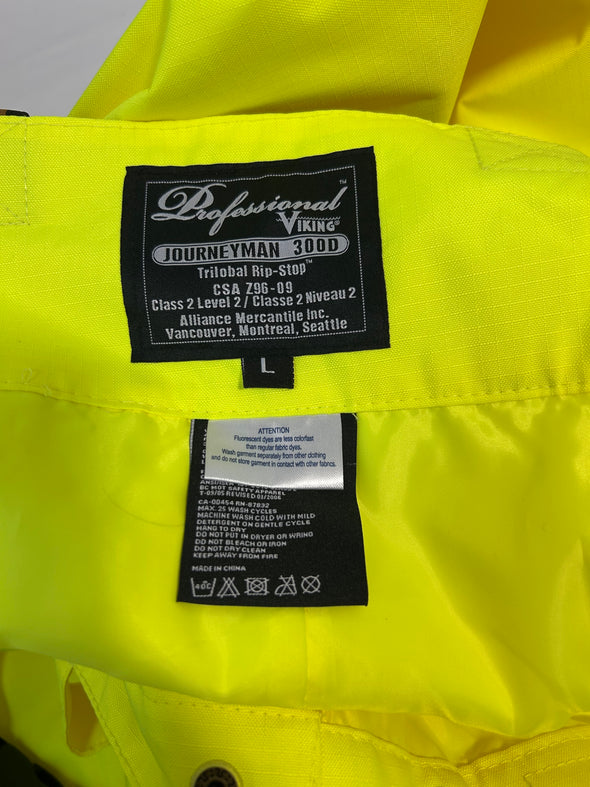 Rain Bib Overalls,  Green, Large, Polyester, NEW