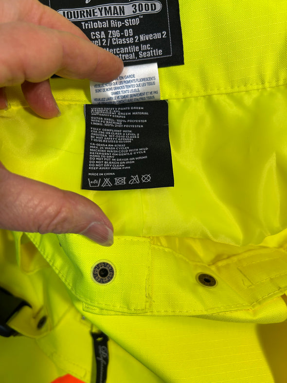 Rain Bib Overalls,  Green, Large, Polyester, NEW