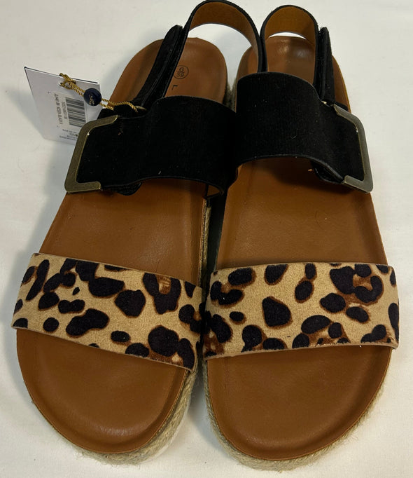 2" Wedge Sandals, Leopard Print/Black, Size 39