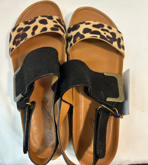 2" Wedge Sandals, Leopard Print/Black, Size 39