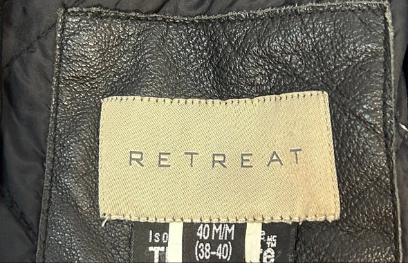 Lined Leather Bomber Jacket, Black, Medium, Like New