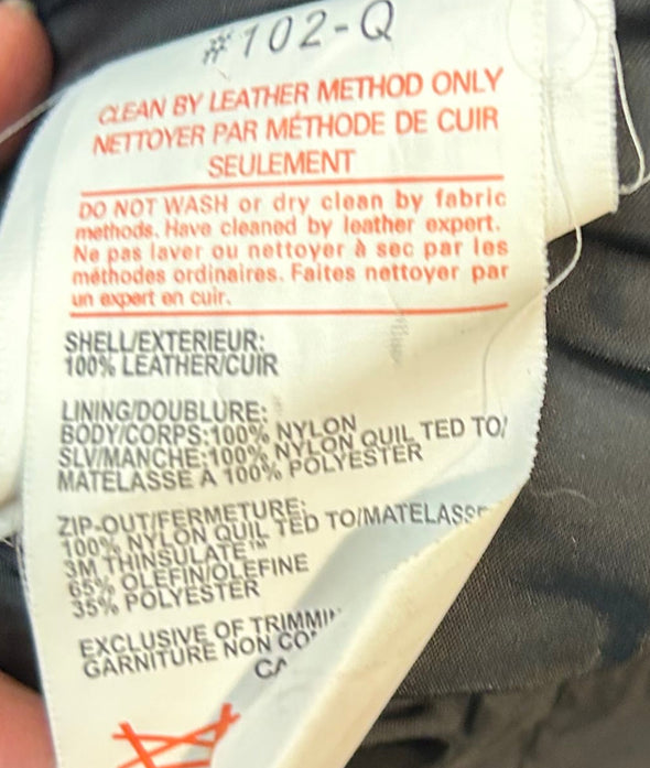 Lined Leather Bomber Jacket, Black, Medium, Like New