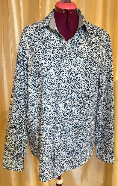 Long Sleeve Blouse Cape Blue, Large, 100% Cotton