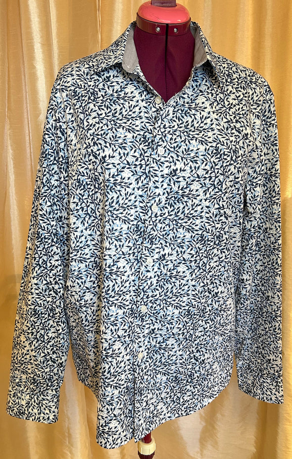 Long Sleeve Blouse Cape Blue, Large, 100% Cotton