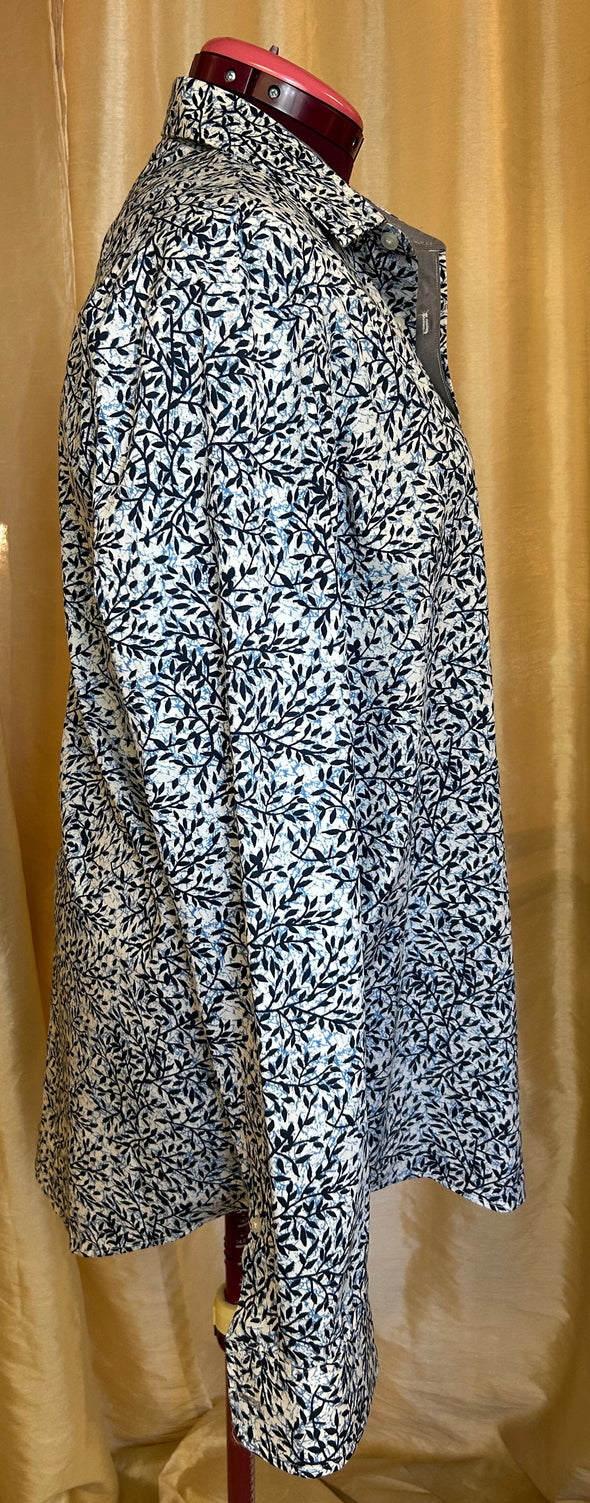 Long Sleeve Blouse Cape Blue, Large, 100% Cotton