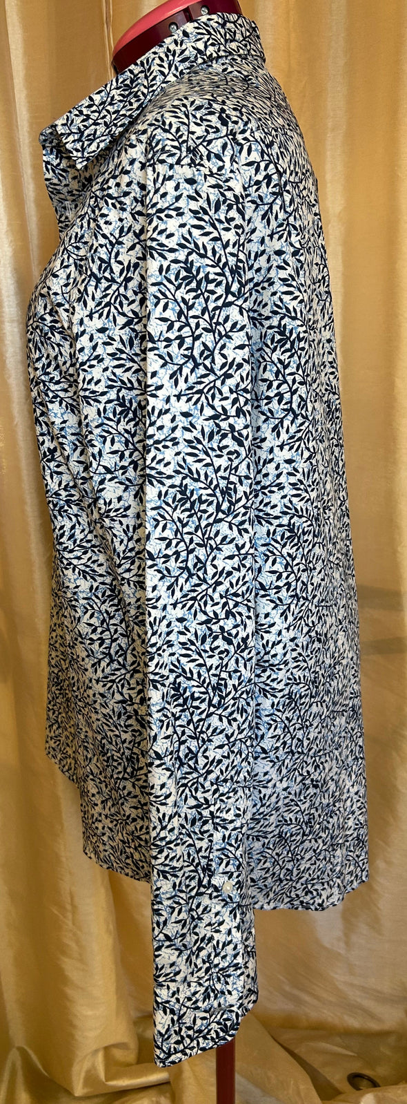 Long Sleeve Blouse Cape Blue, Large, 100% Cotton