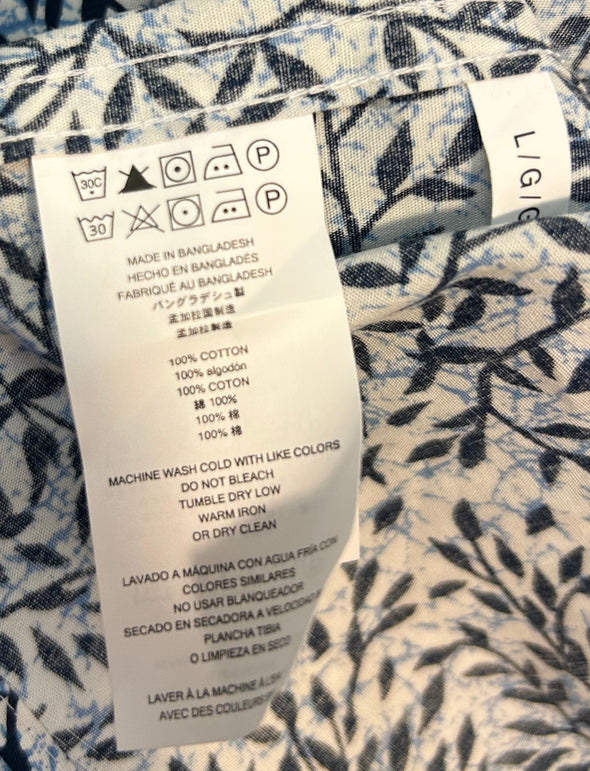 Long Sleeve Blouse Cape Blue, Large, 100% Cotton