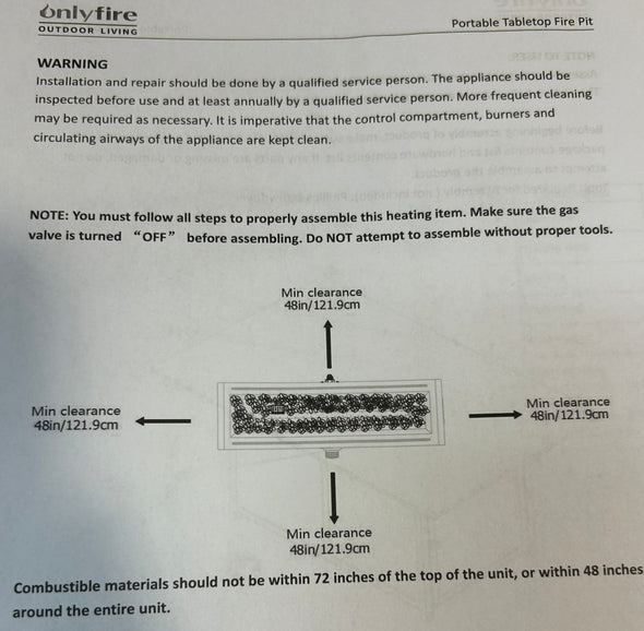 Portable Tabletop Fire Pit, Requires Propane