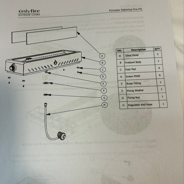 Portable Tabletop Fire Pit, Requires Propane