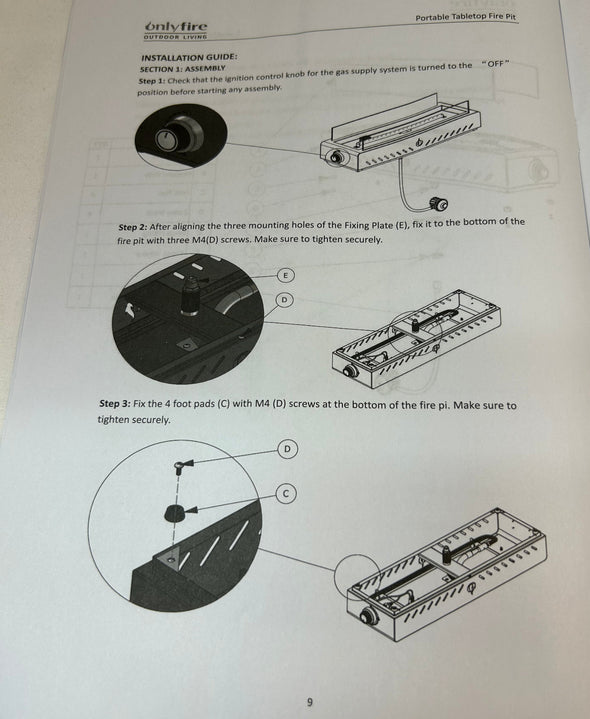 Portable Tabletop Fire Pit, Requires Propane