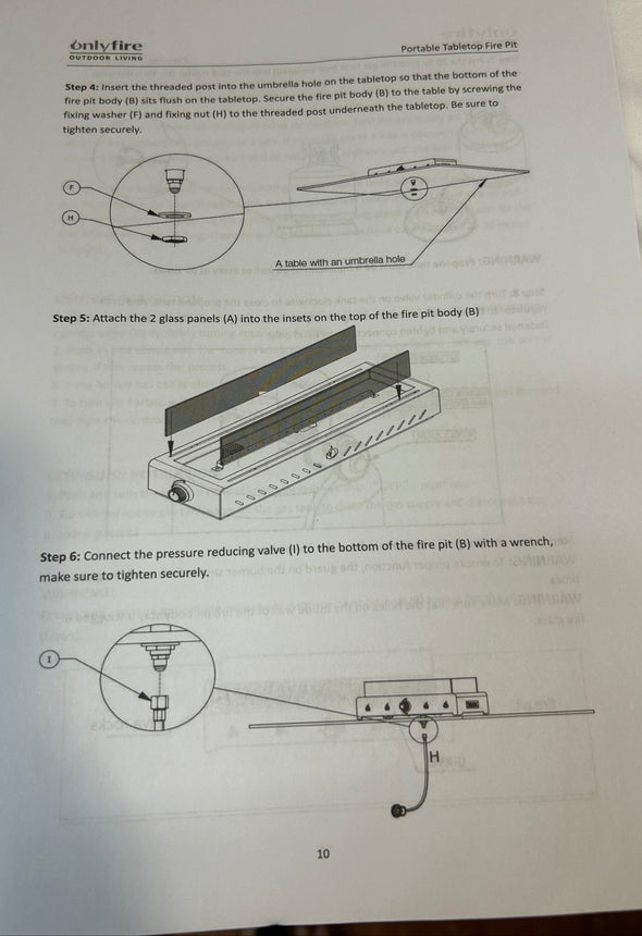 Portable Tabletop Fire Pit, Requires Propane