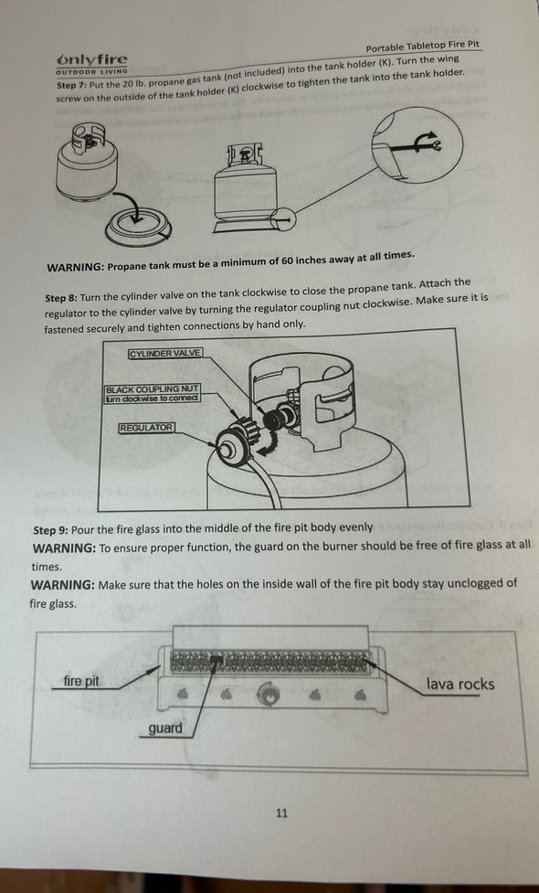 Portable Tabletop Fire Pit, Requires Propane