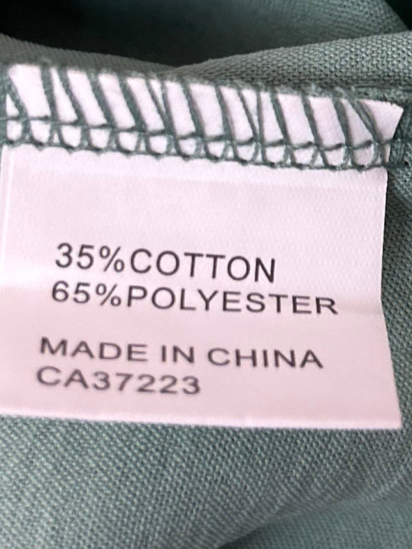 Long Sleeve Blouse With Floral Embroidery Trim, Green, 2XL, NEW