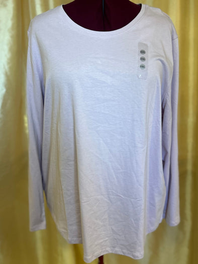Long Sleeve Crew Neck T-Shirt, Lilac, 2XL, NEW