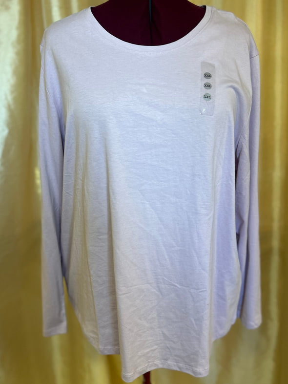 Long Sleeve Crew Neck T-Shirt, Lilac, 2XL, NEW