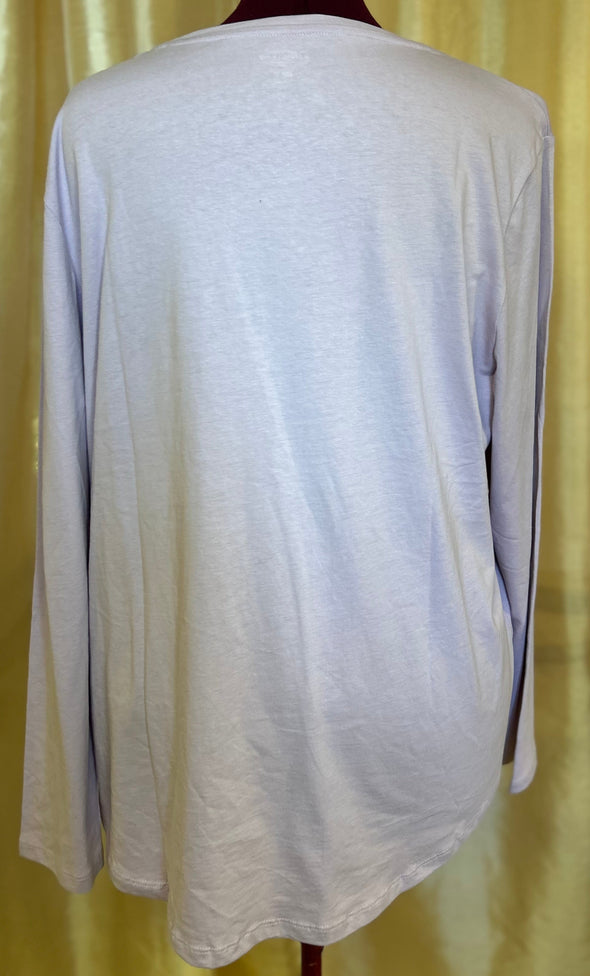 Long Sleeve Crew Neck T-Shirt, Lilac, 2XL, NEW