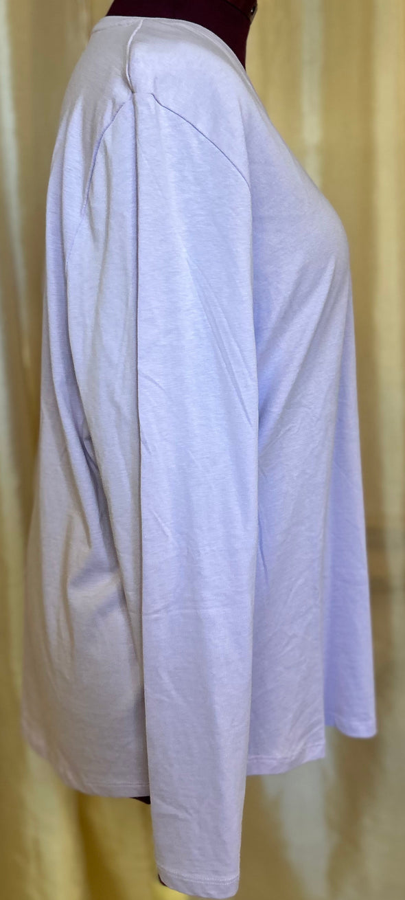 Long Sleeve Crew Neck T-Shirt, Lilac, 2XL, NEW