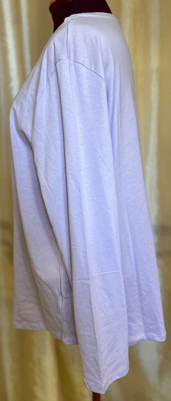 Long Sleeve Crew Neck T-Shirt, Lilac, 2XL, NEW
