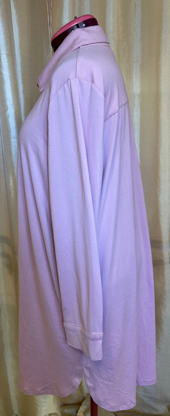 Ladies Long Sleeve Nightshirt, Pink, Large, Poly/Spandex, NEW