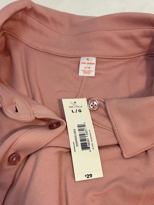 Ladies Long Sleeve Nightshirt, Pink, Large, Poly/Spandex, NEW