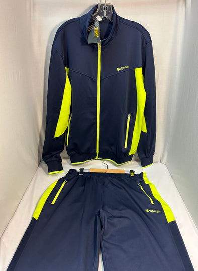 Men's 2 Piece Track Suit, Navy/Green 100% Polyester, Large, New