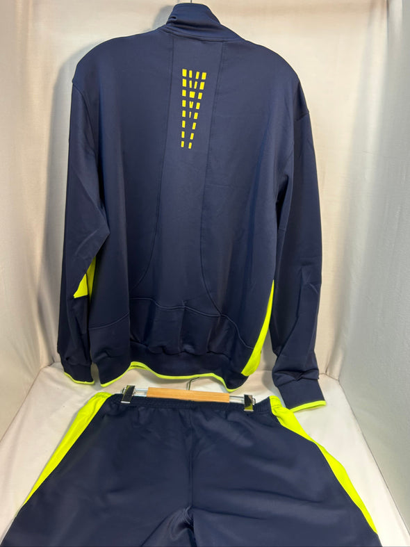 Men's 2 Piece Track Suit, Navy/Green 100% Polyester, Large, New