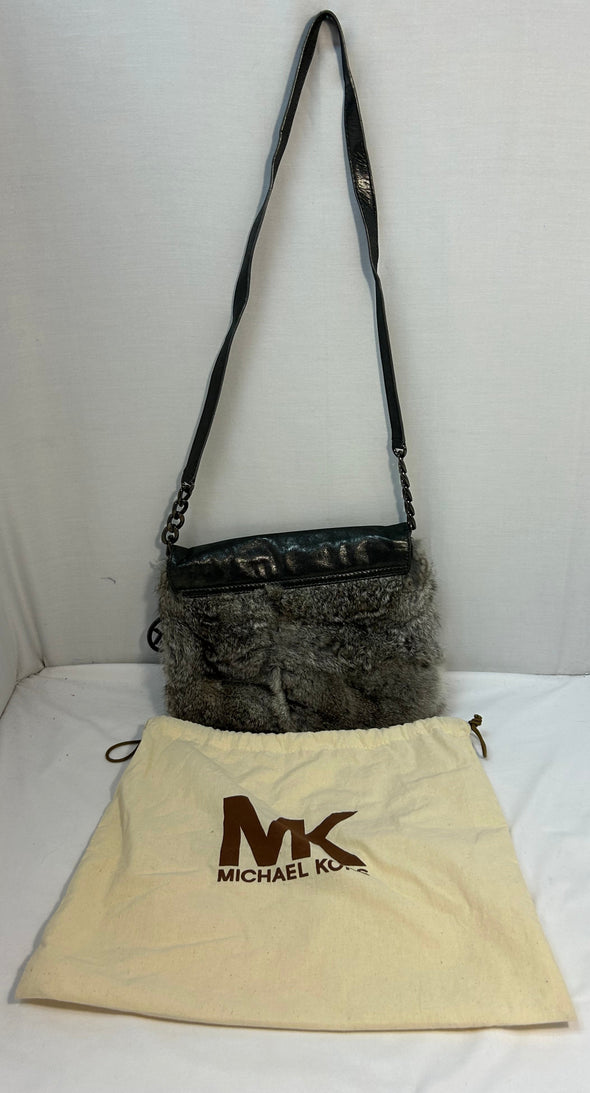 Ladies Cross Body Fur Trimmed Designer Purse, 12" x 10",