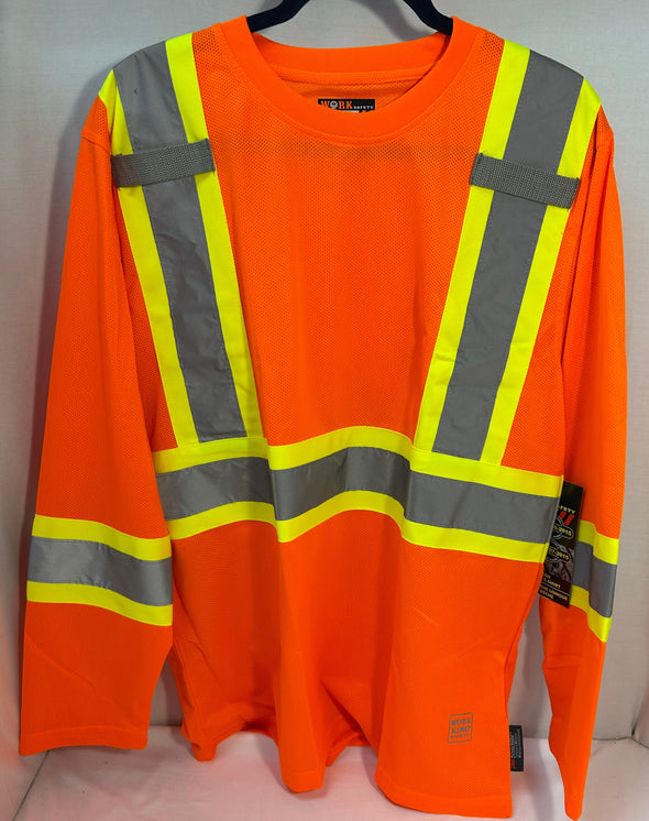 Safety Work Shirt, Orange, Size Large