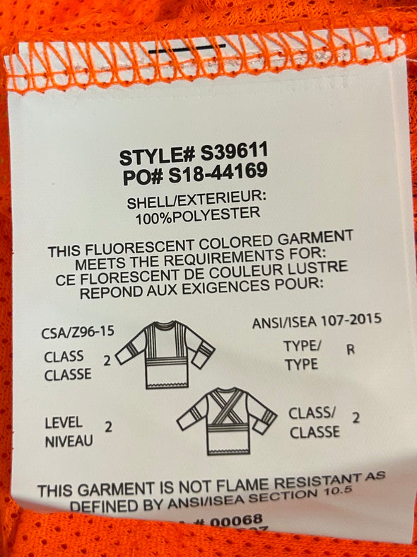 Safety Work Shirt, Orange, Size Large