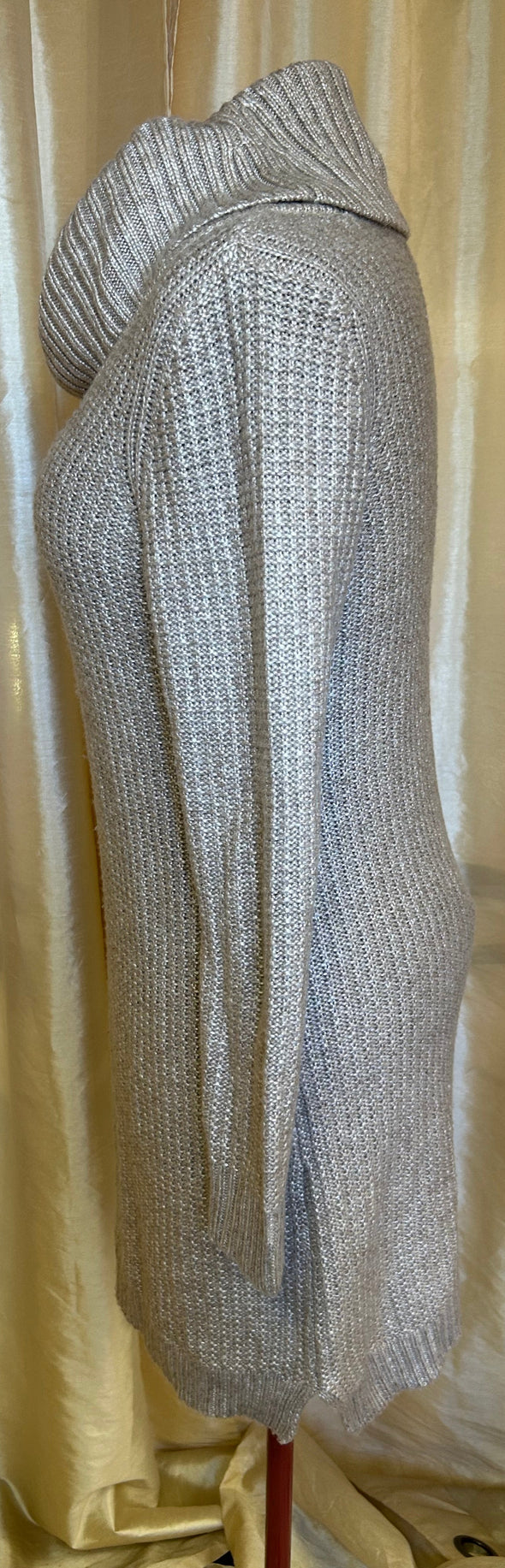 Long Sleeve Cowl Collar Dress, Wheat, Medium Petite