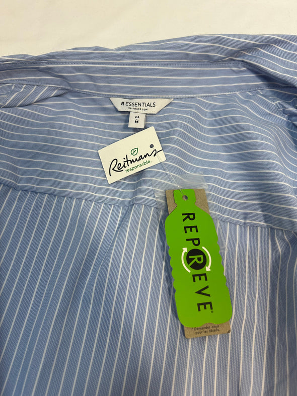 Long Sleeve Shirt/Blouse, Blue Stripe, Medium,